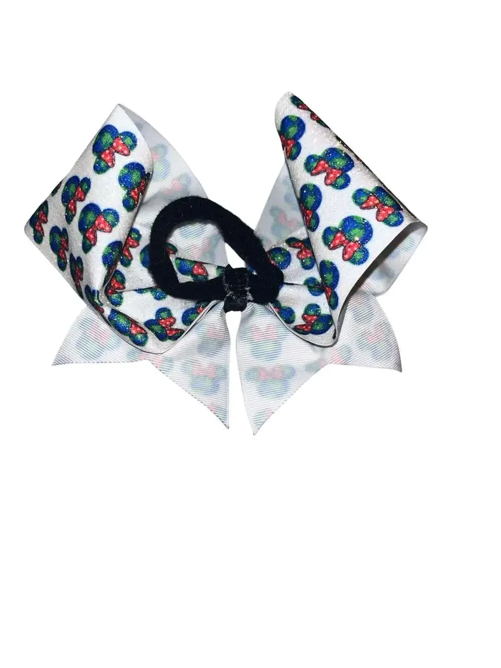 Disney Minnie Mouse Inspired Glitter Hair Bow with Planet and Bow Print